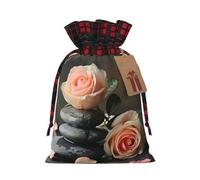 NBRIEU Bolsa de regalo reutilizable con estampado de piedras y rosas para spa, fiesta de Navidad, boda, regalo