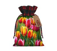 NBRIEU Bolsa de regalo reutilizable con estampado de tulipanes rosas, para fiestas de Navidad, bodas