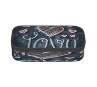 NBRIEU Estuche organizador de papelería de gran capacidad con texto en inglés "I Love You Words with Hearts", Negro, One Size, Estampado