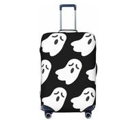 NBRIEU Funda elástica para maleta con diseño de fantasma blanco con estampado de Halloween, a la moda, lavable, se adapta a equipaje de 18 a 32 pulgadas, Negro, Large