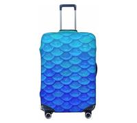 NBRIEU Funda elástica para maleta con estampado de escamas de pez sirena azul océano, a la moda, lavable, se adapta a equipaje de 18 a 32 pulgadas, Negro, Medium