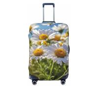 NBRIEU Funda elástica para maleta con estampado de margaritas blancas salvajes, a la moda, lavable, se adapta a equipaje de 18 a 32 pulgadas, Negro, Small