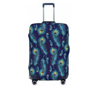 NBRIEU Funda elástica para maleta con estampado de plumas de pavo real, a la moda, lavable, se adapta a equipaje de 18 a 32 pulgadas, Negro, Large