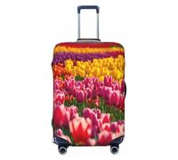 NBRIEU Funda elástica para maleta con estampado de tulipanes coloridos, a la moda, lavable, se adapta a equipaje de 18 a 32 pulgadas, Negro, X-Large