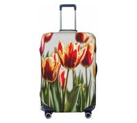NBRIEU Funda elástica para maleta con estampado de tulipanes coloridos, a la moda, lavable, se adapta a equipaje de 18 a 32 pulgadas, Negro, Small