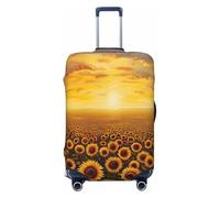 NBRIEU Funda elástica para maleta, diseño de girasol, campo de atardecer, mar de flores, a la moda, lavable, se adapta a equipaje de 18 a 32 pulgadas, Negro, Large