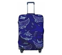 NBRIEU Manta Ray and Fish Print - Funda elástica para maleta, moderna, lavable, se adapta a equipaje de 18 a 32 pulgadas, Negro, Small