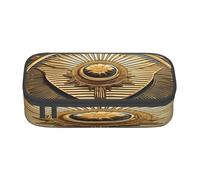 NBRIEU Palm Tree Rocky Shore - Estuche de gran capacidad, organizador de papelería con múltiples compartimentos, Negro, One Size, Estampado