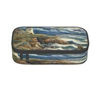 NBRIEU The Seaside Lighthouse Print - Estuche organizador de papelería de gran capacidad con múltiples compartimentos, Negro, One Size, Estampado