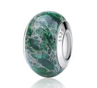 Nbsameng Charm de piedras naturales, colgante para pulseras y collares de mujer, charms de plata 925%,Abalorio Compatible Pandora Gnoce y Trollbeads,Verde