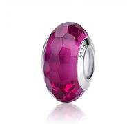 Nbsameng Charm en Cristal de Murano,Ajuste Pandora Pulseras Collar Colgante para Pulsera y Cadena para Mujer, Corte poligonal Charms de Plata 925%,Violeta