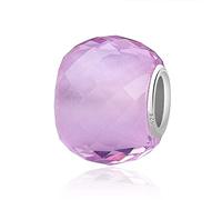 Nbsameng Charm en Cristal de Murano, Colgante para Pulsera y Cadena para Mujer, Forma del tambor Charms de Plata 925%,Rosado