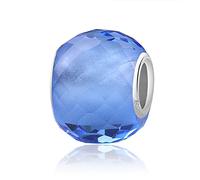 Nbsameng Charm en Cristal de Murano, Colgante para Pulsera y Cadena para Mujer, Forma del tambor Charms de Plata 925%,Azul