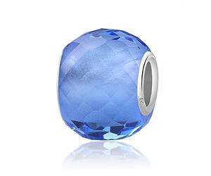 Nbsameng Charm en Cristal de Murano, Colgante para Pulsera y Cadena para Mujer, Forma del tambor Charms de Plata 925%,Azul