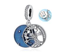 Nbsameng Estrella Luna Charm Plata de Ley 925,Compatible con Pulseras y Pulseras Europeas,I love you to the moon and back