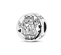 Nbsameng - Pandora Graduation Happy Beads, plata 925 con 5A Cubic Zirconia Charms, Pandora y European Pulsera Graduación Happy Beads Charm, estuche de joyería