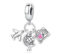 Nbsameng S925 Joyería Colgante de Plata de Ley para pulseras y collares Pandora, un Regalo Festivo para Señoras, Avión & Globo & Maleta
