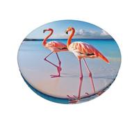 NBSKSDLK Flamingo on Beach - Fundas para taburetes de bar redondos con banda elástica, lavable, funda de asiento extraíble de terciopelo suave, fundas de taburete de bar de 13 pulgadas