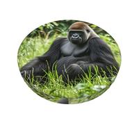 NBSKSDLK Gorilla in The Grass - Fundas para taburetes de bar redondos con banda elástica, lavable, funda de asiento extraíble de terciopelo suave, fundas de taburete de bar de 14 pulgadas