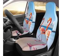 NBSKSDLK Juego de 2 fundas impermeables para asiento delantero, diseño de flamenco en la playa, para coches, camiones y SUV, protectores de asiento de coche transpirables universales - Funda interior
