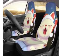 NBSKSDLK Juego de 2 fundas impermeables para asiento delantero, diseño de gato cantando villancicos, fundas de asiento para coches, camiones y SUV, protectores de asiento de coche transpirables