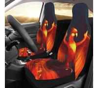 NBSKSDLK Juego de 2 fundas impermeables para asientos delanteros, fundas de asiento de fénix naranja y rojo para coches, camiones y SUV, protectores de asiento de coche transpirables universales