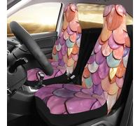 NBSKSDLK Juego de 2 fundas impermeables para asientos delanteros, fundas de asiento de fondo de escamas de sirena para coches, camiones y SUV, protectores de asiento de coche transpirables universales