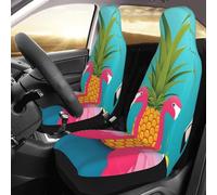 NBSKSDLK Juego de 2 fundas impermeables para asientos delanteros, fundas de asiento de piña y flamenco para coches, camiones y SUV, protectores de asiento de coche transpirables universales - Funda