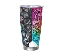 NBSKSDLK Vaso de cerebro izquierdo y derecho de 20 onzas, vaso de café aislado al vacío de acero inoxidable con tapa y popote, taza de viaje de doble pared para caliente/frío, taza térmica a prueba de