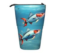 Nbtghga Flying Fish in The Ocean Print - Estuche telescópico para lápices, organizador de lápices de pie, bolsa de maquillaje, regalo, Black, Talla única