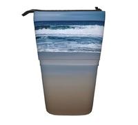 Nbtghga Serene Coastal Print - Estuche organizador telescópico para lápices de arte clásico, estuche organizador para lápices, bolsa de maquillaje, regalo, Black, Talla única