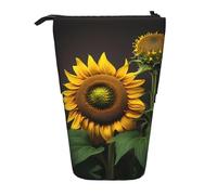Nbtghga Sunflowers in The Weeds - Estuche organizador de lápices con estampado de girasoles en las malas hierbas, Black, Talla única