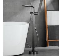 NBTRXWAFR Grifo Mezclador Grifo de pie de Ducha Grifo de bañera Mezclador Monomando Grifo de Ducha Grifo Mezclador Bañera con Ducha Giro de 360°,Gris