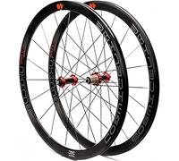 NBTRXWAFR Rueda Delantera Y Trasera De Bicicleta 700C Juego De Ruedas De Bicicleta De Carretera De Carbono con Cubierta De 40 Mm De Profundidad Llanta De Freno V/C Rodamiento Sellado,Rojo