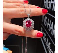 NBYGSC 10 * 12MM Sapphire Ruby Tourmaline Pendant Necklace for Women Gemstone Jewelry Gift