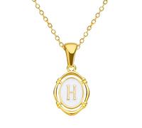 NBYGSC 14K Gold Filled Alphabet Necklace For Women and Men, Drip Oil Letter Oval Necklaces Alphabet A B C D E F G H I Initials Pendant Necklace, Bubble Necklace Letter Charms