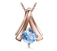 NBYGSC 1ct Round Natural Blue Topaz Pendant Necklace for Woman No Chain Yellow Gold Rose Gold Plated