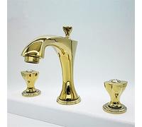 NBYGSC 3 Hole Widespread Bathroom Sink Faucet Brass Mixer in Rose Gold Hot and Cold Water Basin Tap