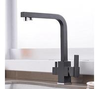 NBYGSC 3-in-1 Black Brass Three-Way Kitchen Faucet with Rotating Function and Cold/Hot Water Connection - A (Color: D)
