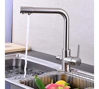 NBYGSC 3 Way Filter Tap Brass Rotating Kitchen Sink Faucet Hot and Cold Direct Drinking Water Outlet Faucet-Golden(Brushed)
