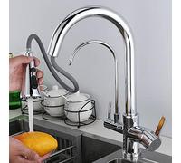 NBYGSC 3 Way Multifunctional Hot and Cold Water Direct Drinking Swivel Kitchen Mixer Faucet-Black Shower Head