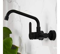 NBYGSC 304 Stainless Steel, Black, Wall Mount faucets, Single Handle, Wall-Mounted, Sink Laundry Faucet-Black C(Black Kitchen Faucet C)
