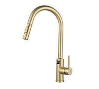 NBYGSC 304 Stainless Steel Sink Telescopic Hot and Cold Intelligent Induction Kitchen Brushed Gold Digital Display Touch The Pull-out Faucet
