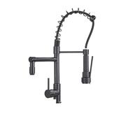 NBYGSC 360° Swivel Faucet Chrome Plated Double Sprayer Pull-out Nozzle Spring Black High ARC Kitchen Mixer Tap for Sink