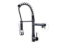 NBYGSC 360° Swivel Kitchen Faucet with Double Sprayer Chrome Plated Pull-out Nozzle Spring Sink Black Bronzed Finish Ideal for Kitchens
