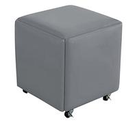 NBYGSC 5-in-1 Cube Chair & Stackable Stools - Leather Square Bench with Wheels Versatile Foot Stool for Living Room & Dining Room 46x46cm Space-Saving