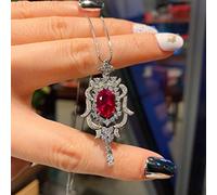 NBYGSC 8 * 12MM Ruby Emerald Tourmaline Pedant Necklace Jewelry for Women