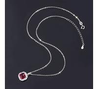 NBYGSC 8 * 8mm Emerald Ruby Sapphire Gemstone Pendant Necklace for Women Jewelry Gift