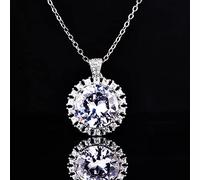 NBYGSC 8 Colors Round Gemstones Solid Necklace with Chain For Women Lady Anniversary Jewelry