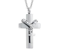 NBYGSC 925 Sterling Silver Cross Urn Necklace For Women and Men, Double Cross Cremation Urn Necklaces That Hold Ashes of Loved Ones, Cross Necklace For Ashes, Urn Necklaces For Ashes For Men